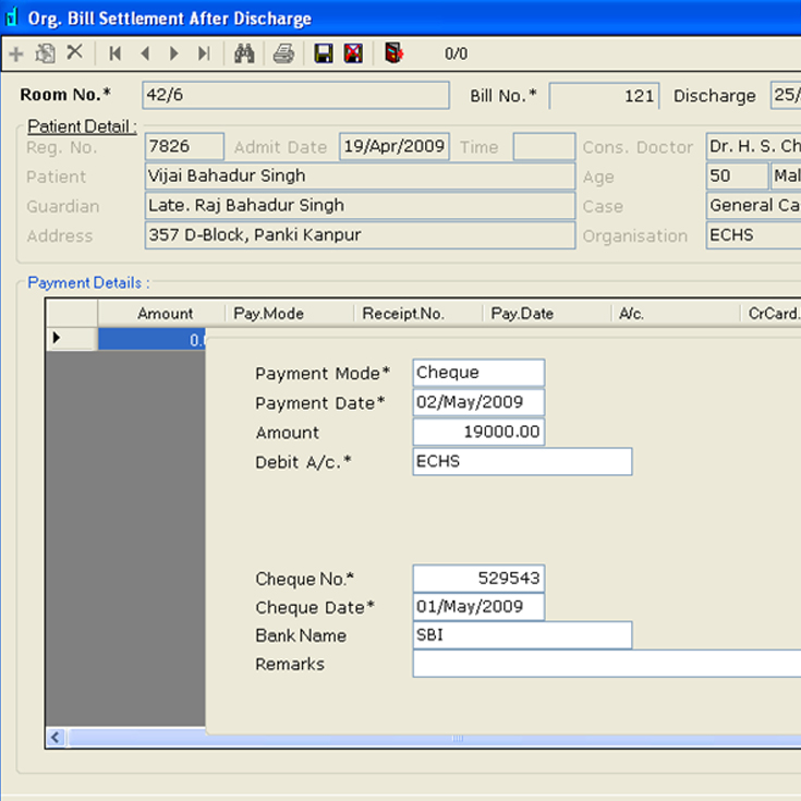 Org. Bill Settlement after Discharge