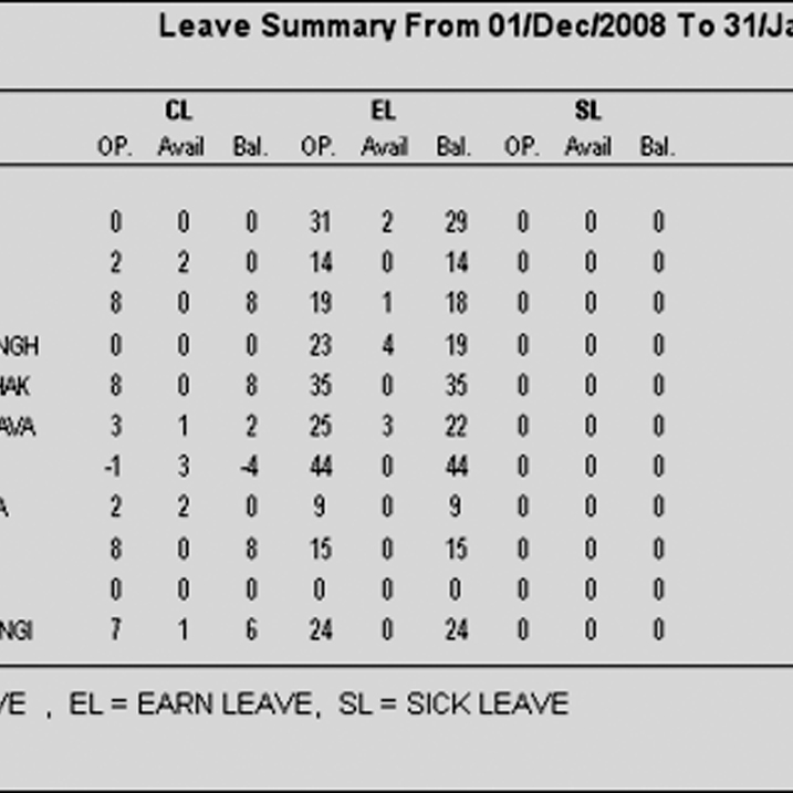 Leave Summary/Details